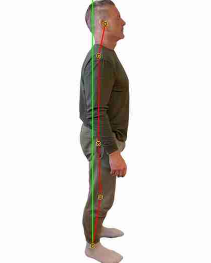 biomechanical posture photograph, side